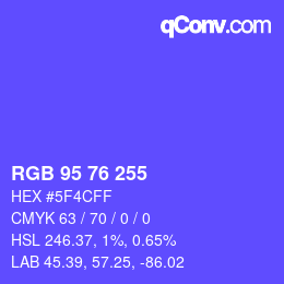Color code: RGB 95 76 255 | qconv.com