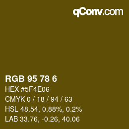 Color code: RGB 95 78 6 | qconv.com