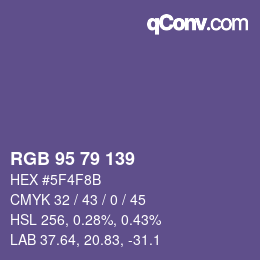 Color code: RGB 95 79 139 | qconv.com