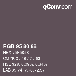 Código de color: RGB 95 80 88 | qconv.com