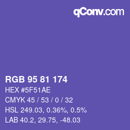 颜色代码: RGB 95 81 174 | qconv.com