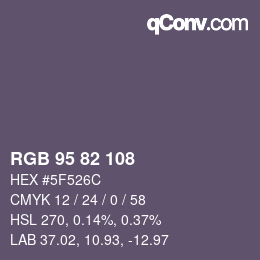 Color code: RGB 95 82 108 | qconv.com