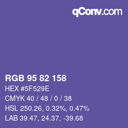 Color code: RGB 95 82 158 | qconv.com