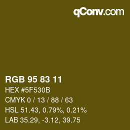 カラーコード: RGB 95 83 11 | qconv.com