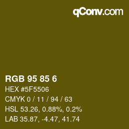 Farbcode: RGB 95 85 6 | qconv.com