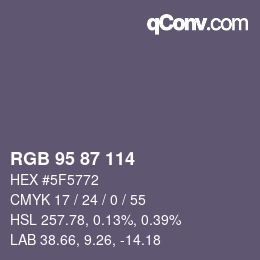 颜色代码: RGB 95 87 114 | qconv.com