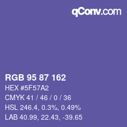 Color code: RGB 95 87 162 | qconv.com