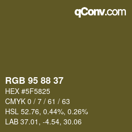 カラーコード: RGB 95 88 37 | qconv.com