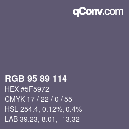 Color code: RGB 95 89 114 | qconv.com