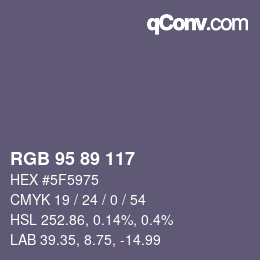 颜色代码: RGB 95 89 117 | qconv.com