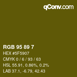 Color code: RGB 95 89 7 | qconv.com
