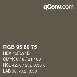 Código de color: RGB 95 89 75 | qconv.com