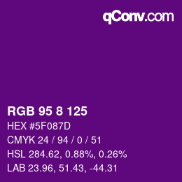 Color code: RGB 95 8 125 | qconv.com