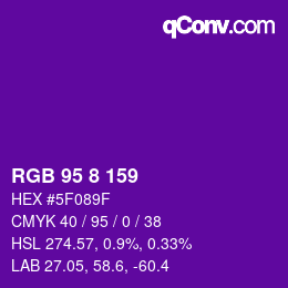 Color code: RGB 95 8 159 | qconv.com