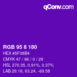 Color code: RGB 95 8 180 | qconv.com