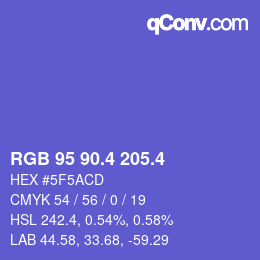 カラーコード: RGB 95 90.4 205.4 | qconv.com