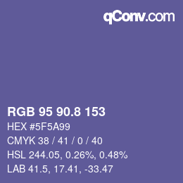 カラーコード: RGB 95 90.8 153 | qconv.com
