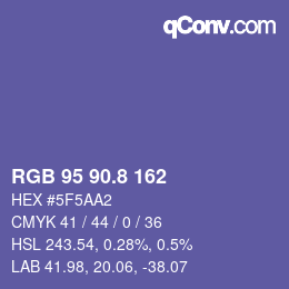 カラーコード: RGB 95 90.8 162 | qconv.com