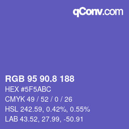 Color code: RGB 95 90.8 188 | qconv.com