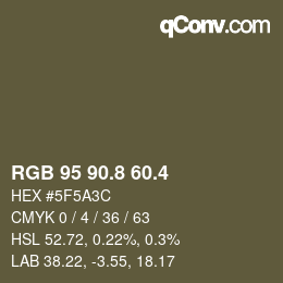 カラーコード: RGB 95 90.8 60.4 | qconv.com