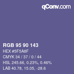 Color code: RGB 95 90 143 | qconv.com