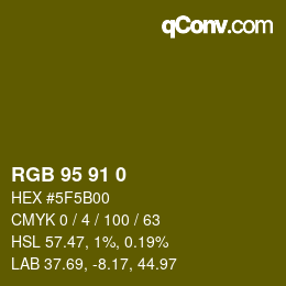 Color code: RGB 95 91 0 | qconv.com