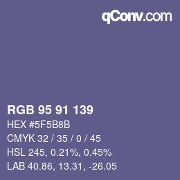 Código de color: RGB 95 91 139 | qconv.com