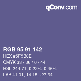 Color code: RGB 95 91 142 | qconv.com