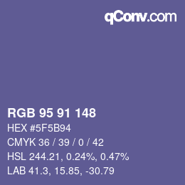 Color code: RGB 95 91 148 | qconv.com