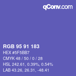 Color code: RGB 95 91 183 | qconv.com