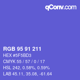 Color code: RGB 95 91 211 | qconv.com