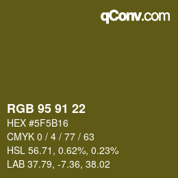 Color code: RGB 95 91 22 | qconv.com
