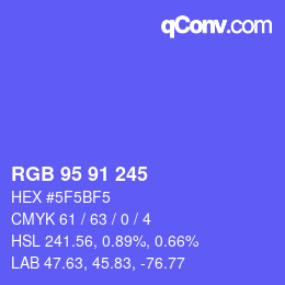 Color code: RGB 95 91 245 | qconv.com