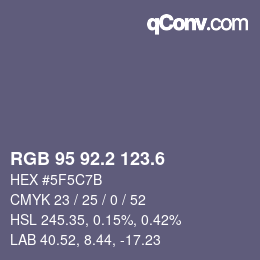 カラーコード: RGB 95 92.2 123.6 | qconv.com
