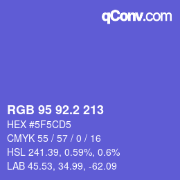 Color code: RGB 95 92.2 213 | qconv.com