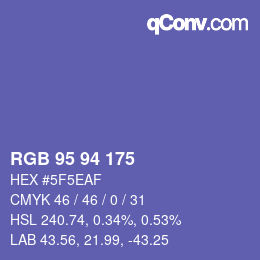 Color code: RGB 95 94 175 | qconv.com