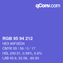 カラーコード: RGB 95 94 212 | qconv.com