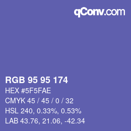 Color code: RGB 95 95 174 | qconv.com