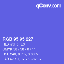 Color code: RGB 95 95 227 | qconv.com