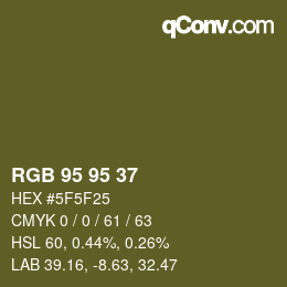 Código de color: RGB 95 95 37 | qconv.com