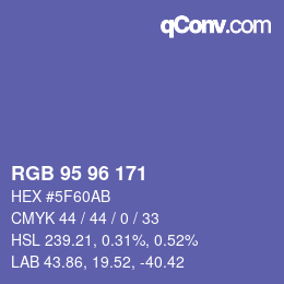 颜色代码: RGB 95 96 171 | qconv.com