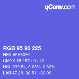 Color code: RGB 95 96 225 | qconv.com