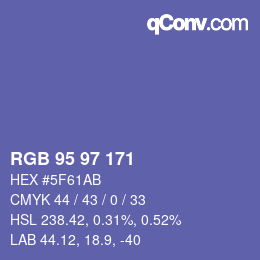 Farbcode: RGB 95 97 171 | qconv.com