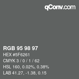 Color code: RGB 95 98 97 | qconv.com