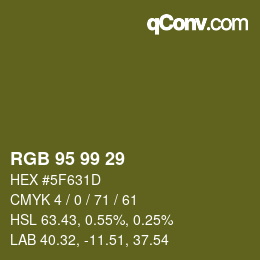 Farbcode: RGB 95 99 29 | qconv.com