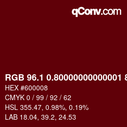 カラーコード: RGB 96.1 0.80000000000001 8 | qconv.com