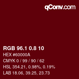 Farbcode: RGB 96.1 0.8 10 | qconv.com