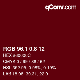 カラーコード: RGB 96.1 0.8 12 | qconv.com
