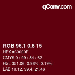 Farbcode: RGB 96.1 0.8 15 | qconv.com