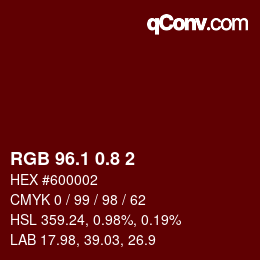 カラーコード: RGB 96.1 0.8 2 | qconv.com
